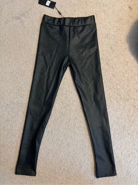 Venti6 Black Faux Leather Leggings